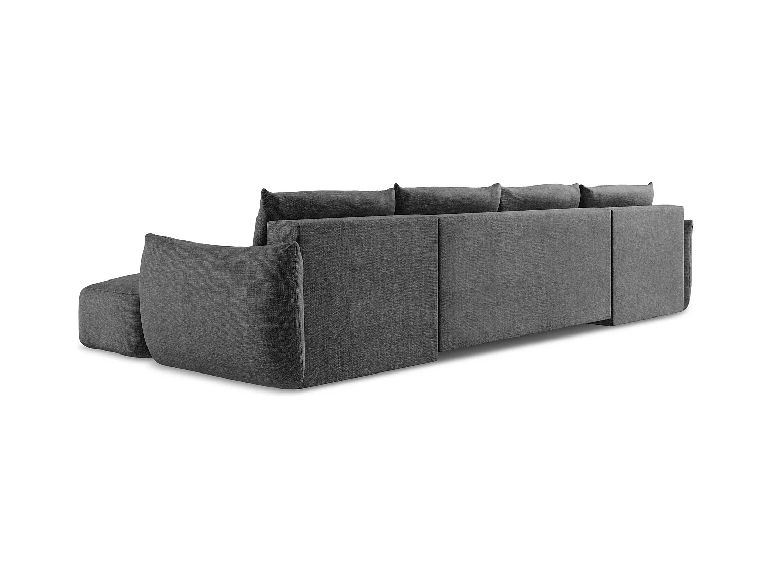 Canapé panoramique 4 places convertible en tissu texturé - gris foncé - LEILA