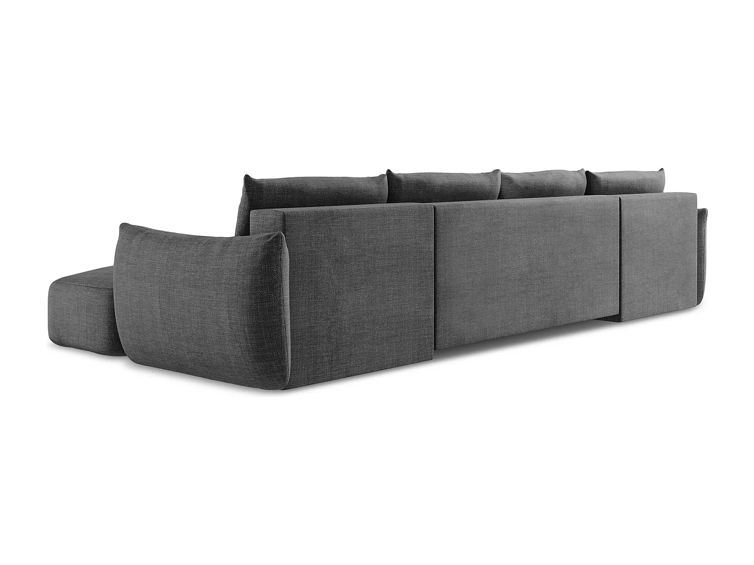 Canapé panoramique 4 places convertible en tissu texturé - gris foncé - LEILA