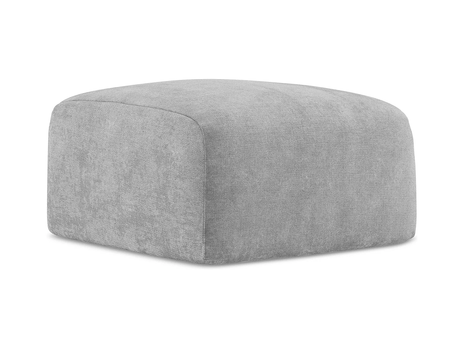 Pouf en tissu chenille - gris clair - LEILA