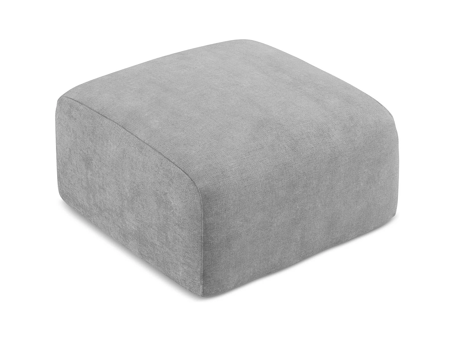 Pouf en tissu chenille - gris clair - LEILA