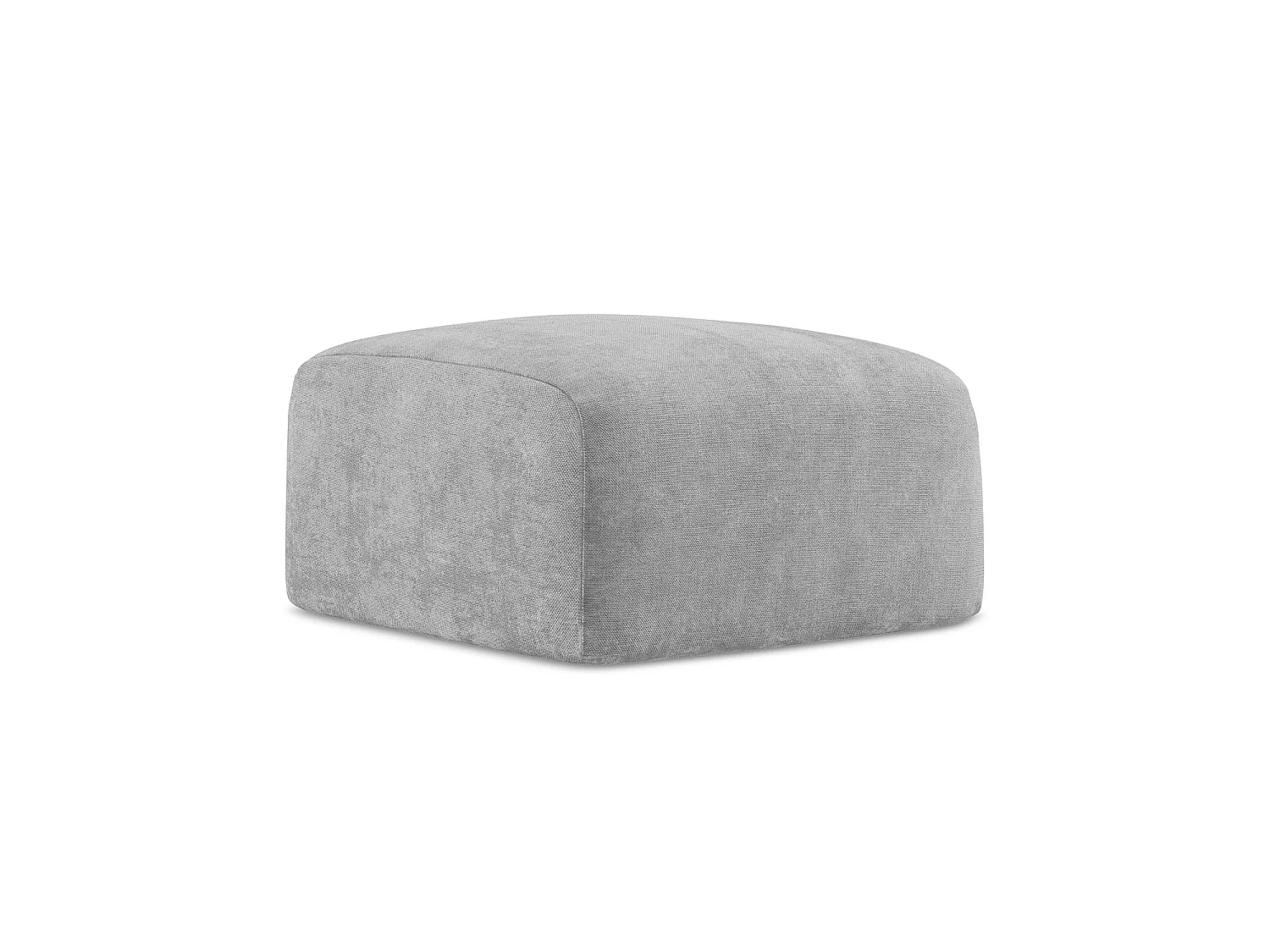 Pouf en tissu chenille - gris clair - SAVONA