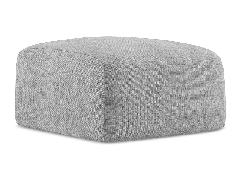 Pouf en tissu chenille - gris clair - LEILA