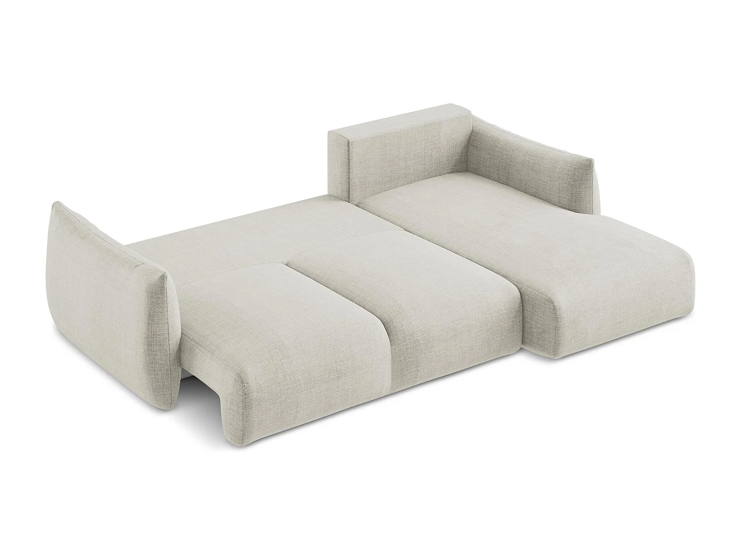 Canapé d'angle droit convertible en tissu texturé - beige clair - LEILA