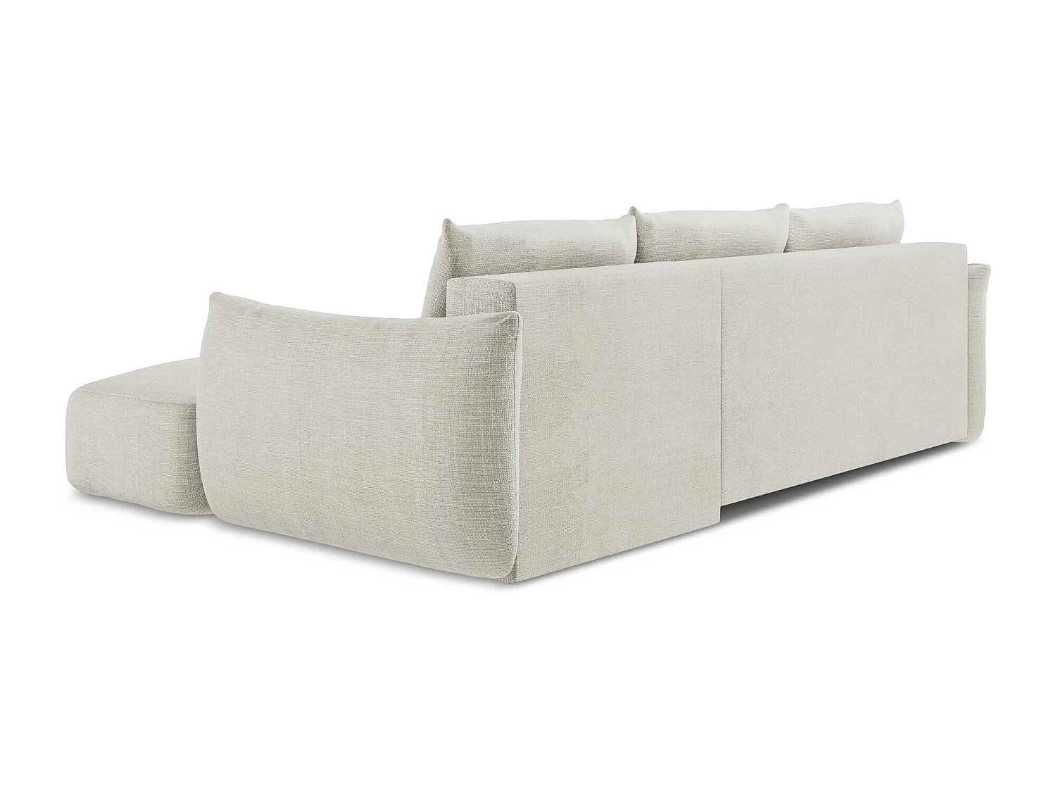 Canapé d'angle droit convertible en tissu texturé - beige clair - LEILA