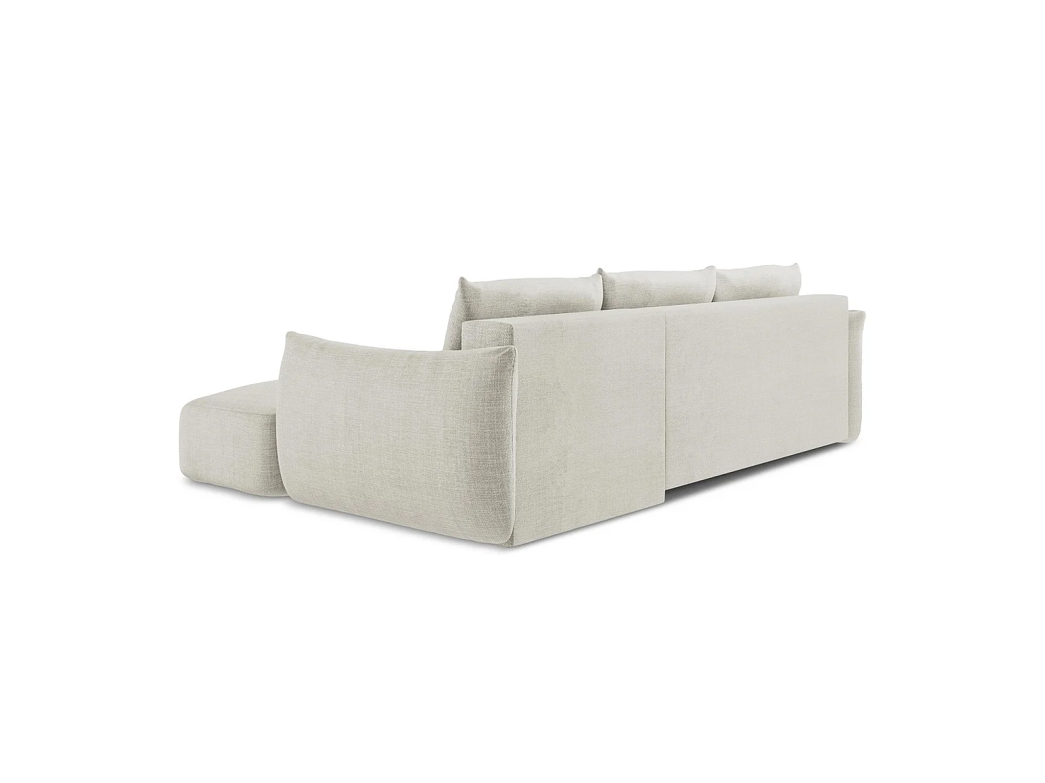 Canapé d'angle droit convertible en tissu texturé - beige clair - SAVONA