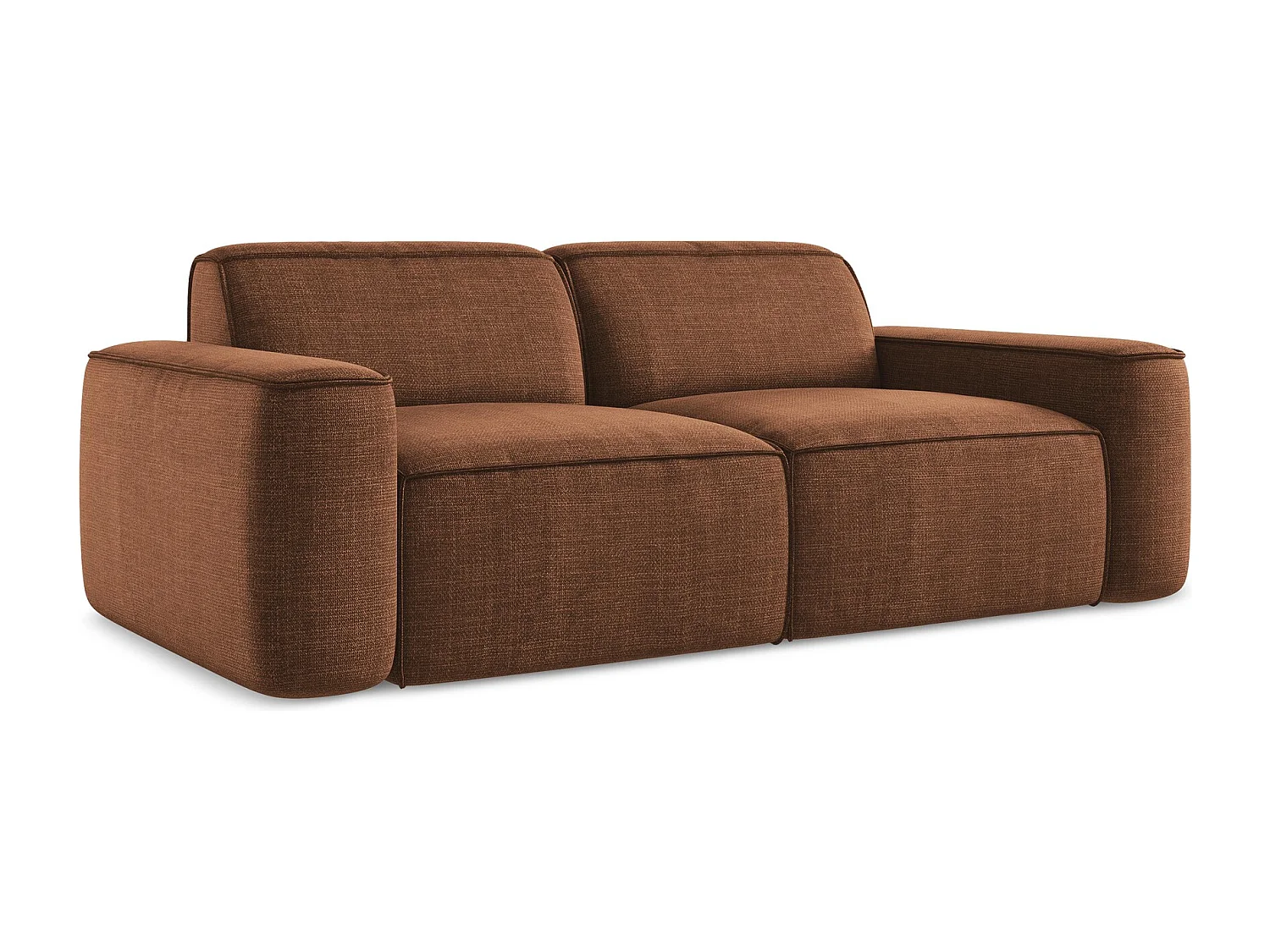 Canapé modulable 3 places en tissu texturé - terre cuite - OMAO