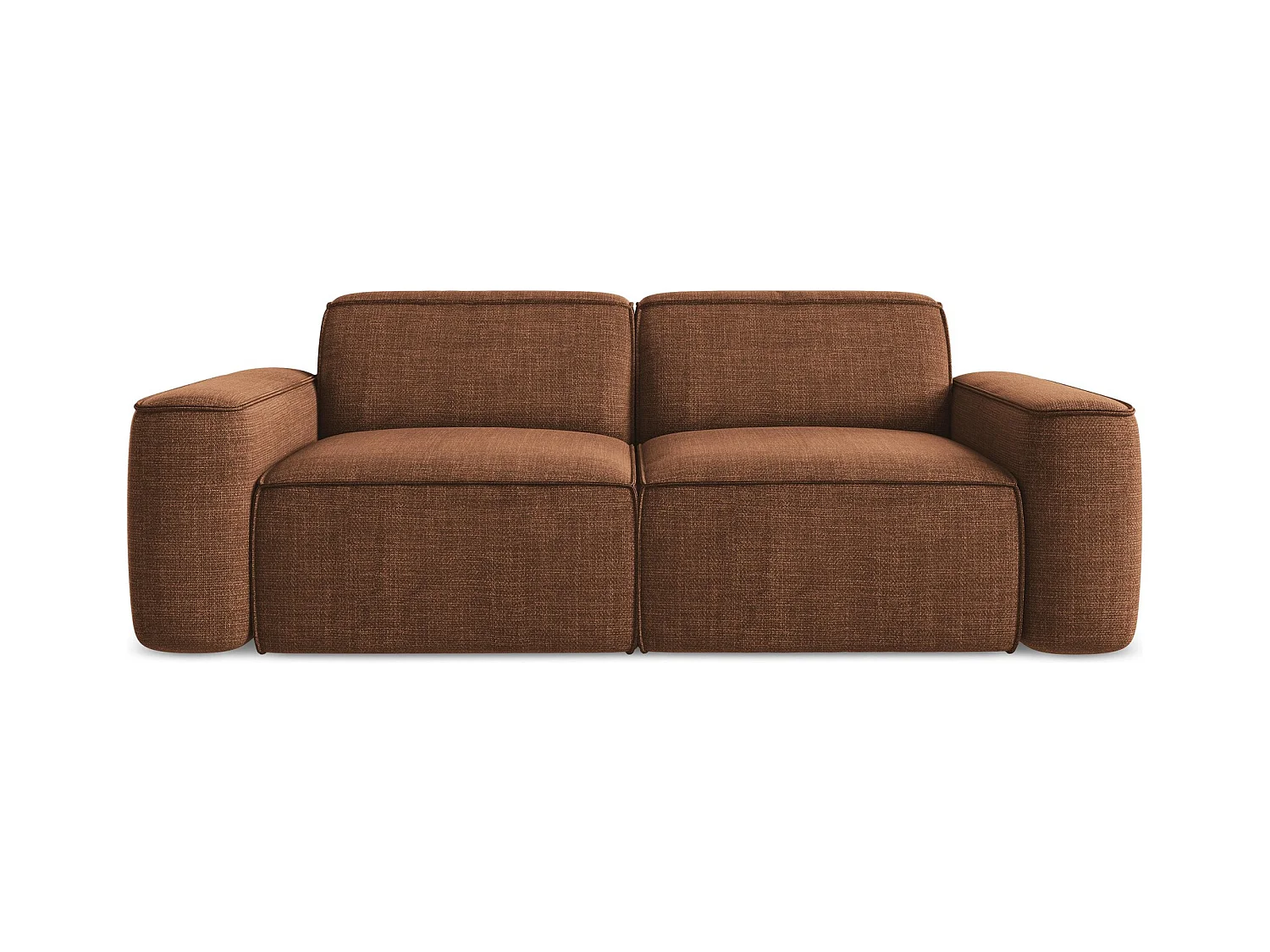 Canapé modulable 3 places en tissu texturé - terre cuite - OMAO