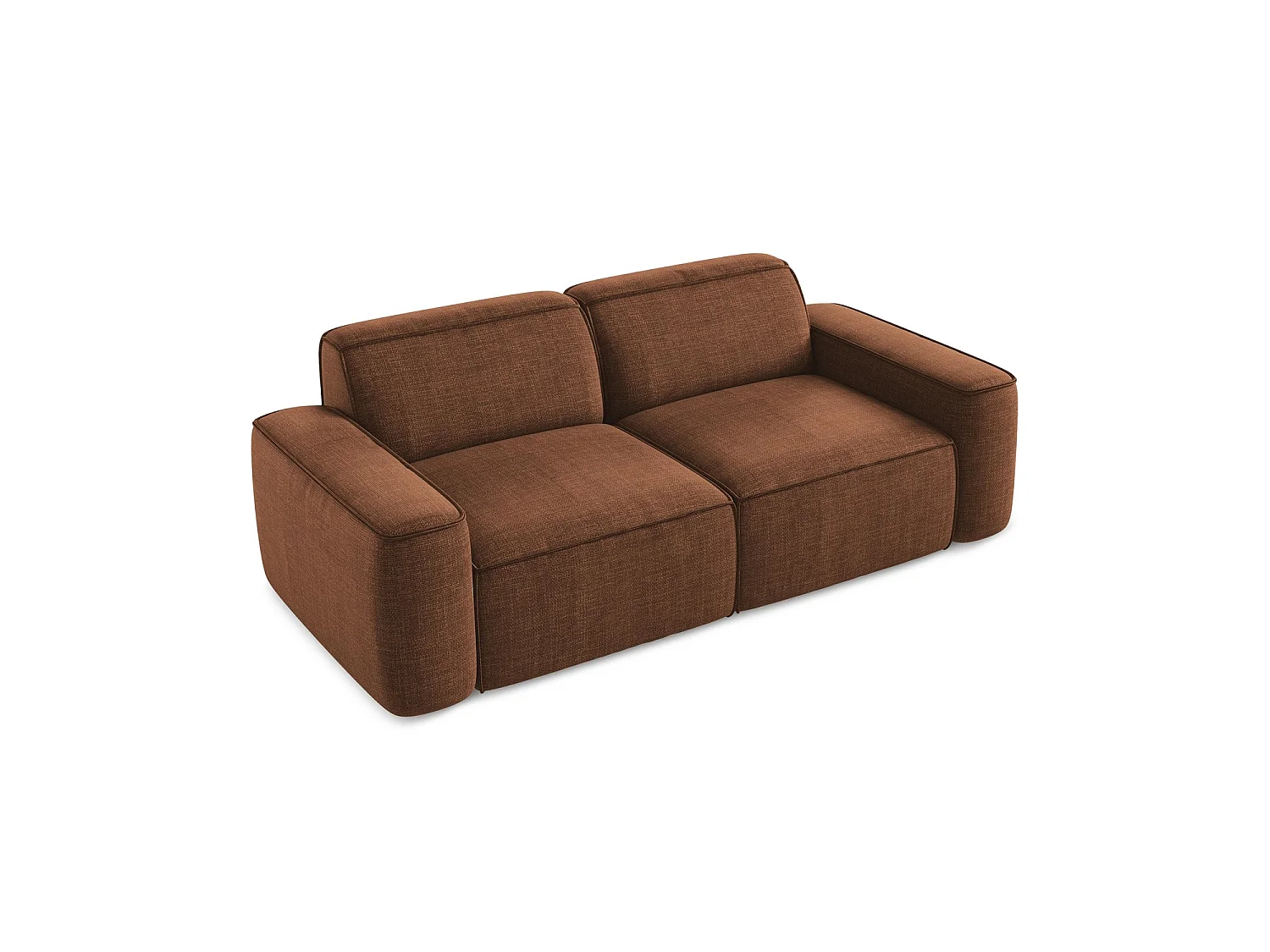 Modulares 3-Sitzer Sofa - - Strukturstoff - Terrakotta - MELISSA