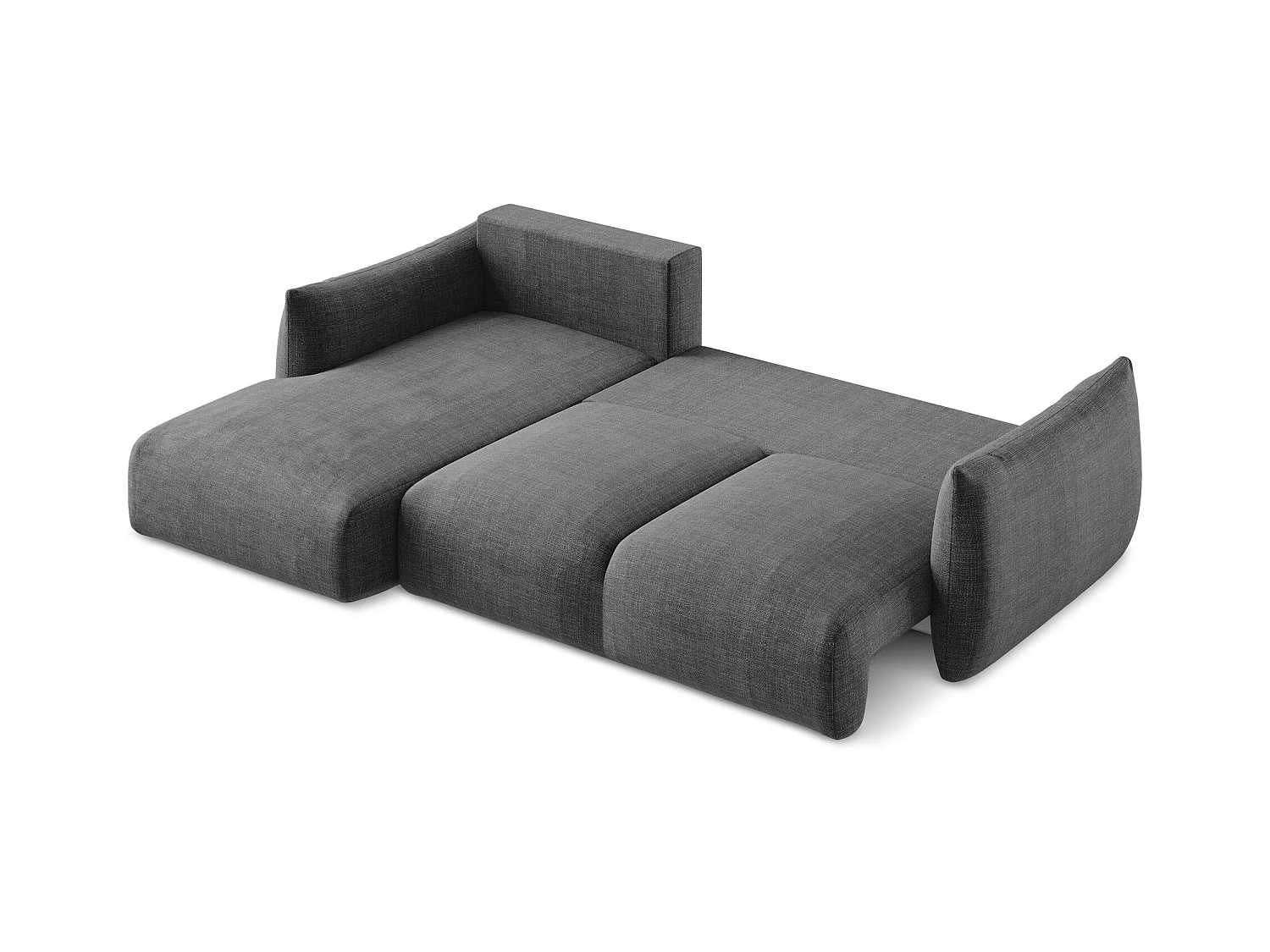 Canapé d’angle 3 places gauche convertible en tissu texturé - gris foncé - LEILA