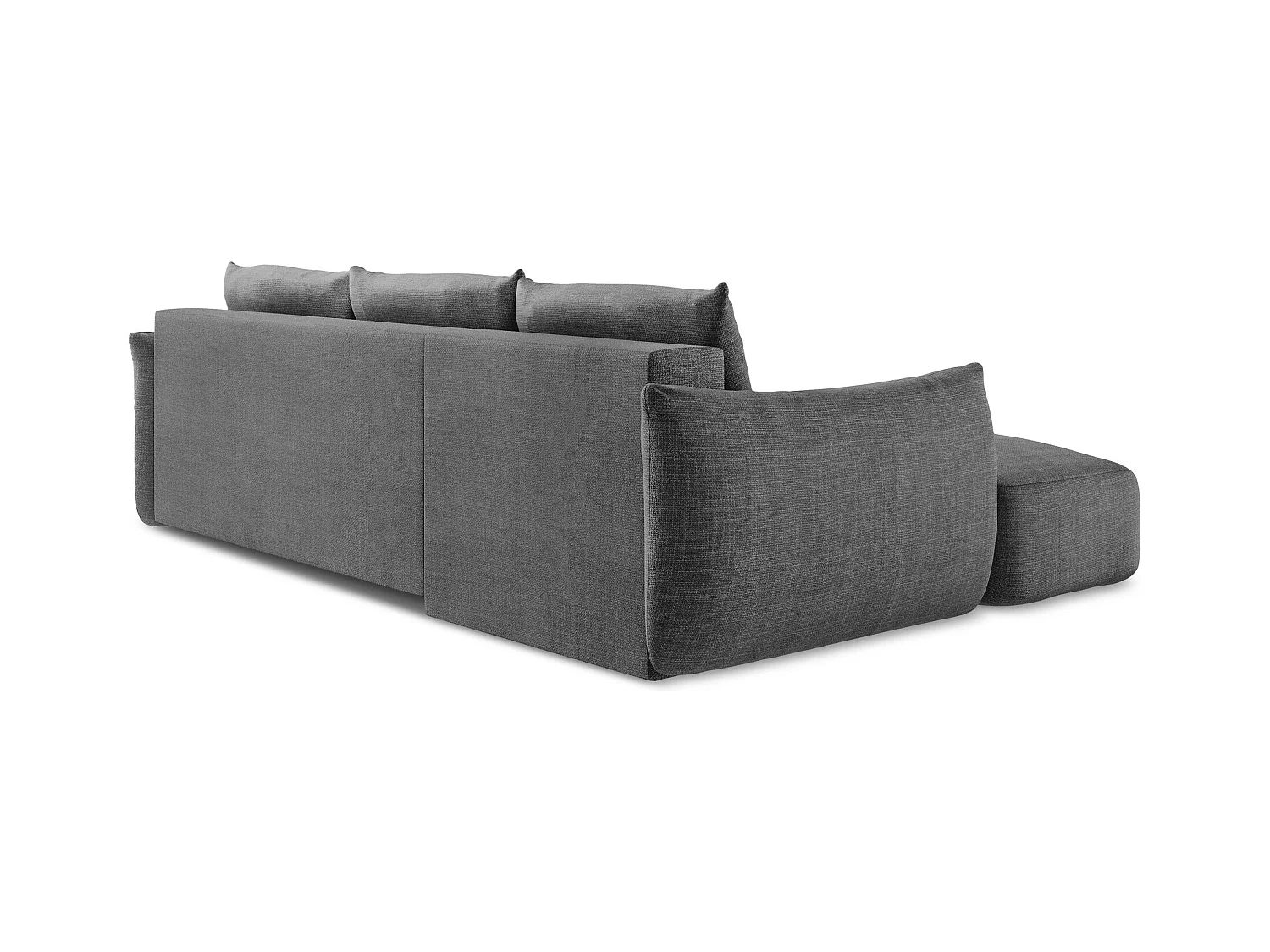 Canapé d’angle 3 places gauche convertible en tissu texturé - gris foncé - LEILA