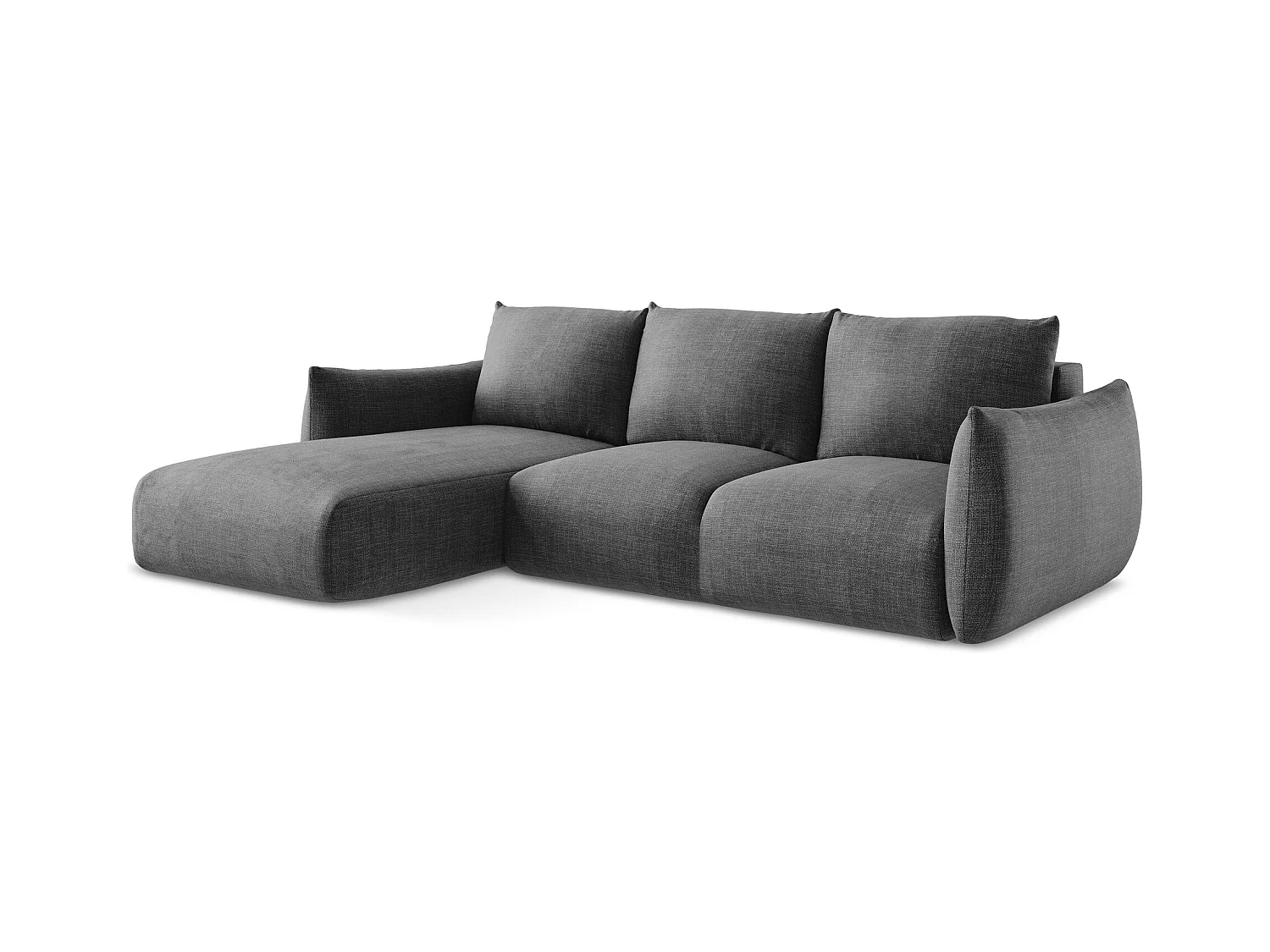 3-Sitzer Ecksofa mit Schlaffunktion - Ecke Links - Strukturstoff - Dunkelgrau - LEILA