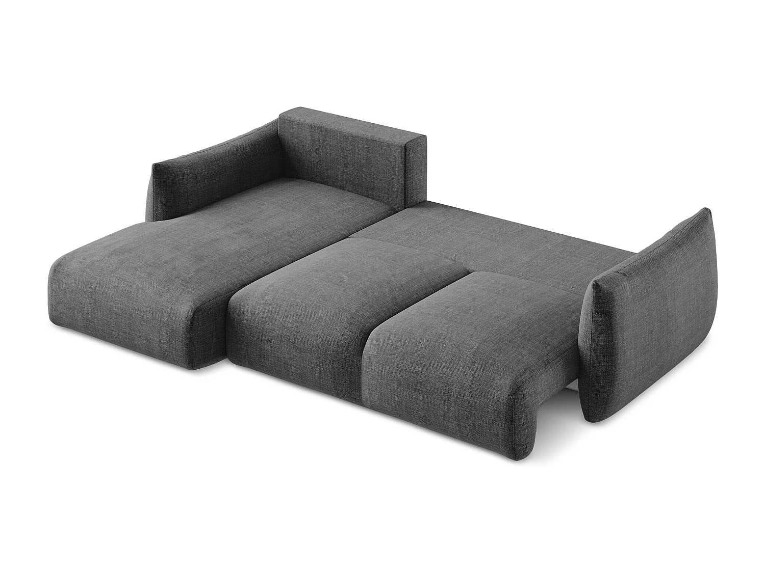 Canapé d’angle 3 places gauche convertible en tissu texturé - gris foncé - LEILA