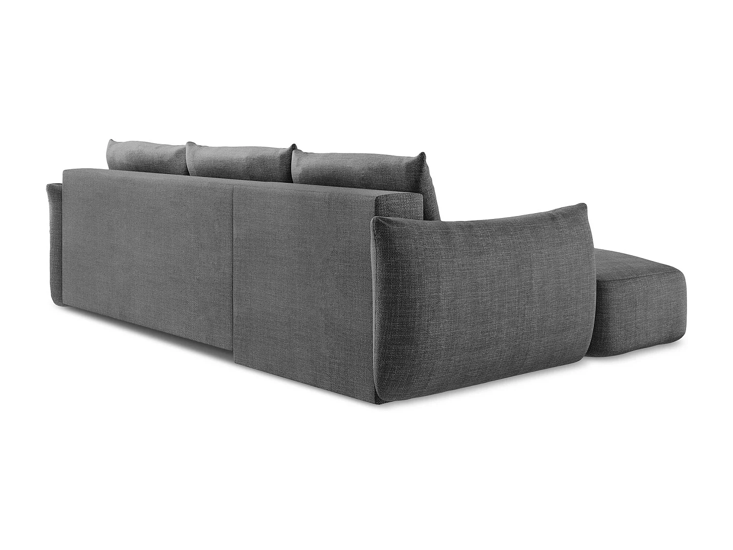 Canapé d’angle 3 places gauche convertible en tissu texturé - gris foncé - LEILA