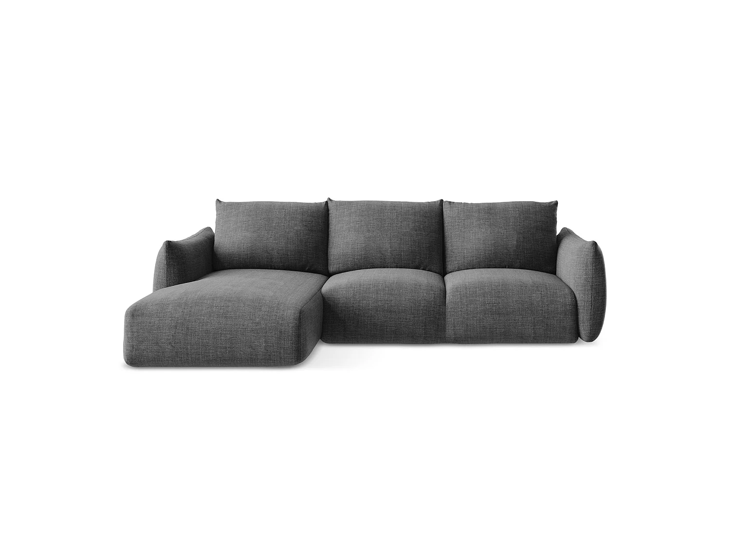 Canapé d’angle 3 places gauche convertible en tissu texturé - gris foncé - SAVONA