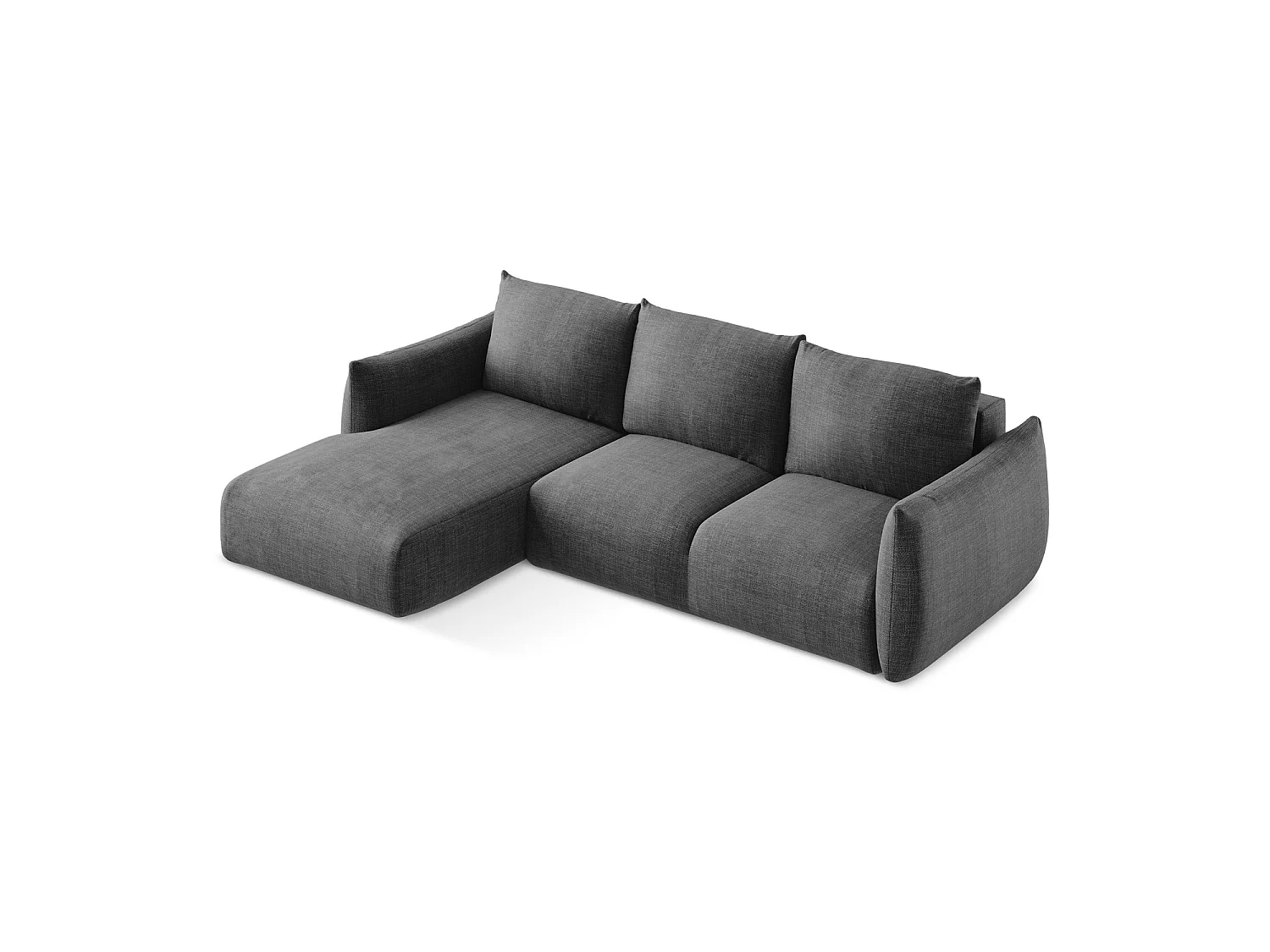 Canapé d’angle 3 places gauche convertible en tissu texturé - gris foncé - SAVONA