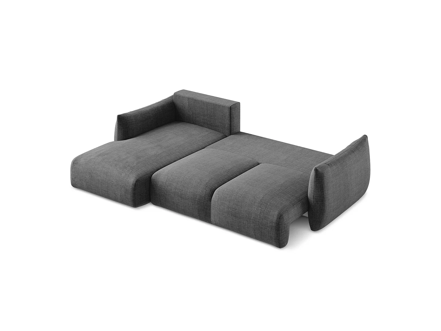 Canapé d’angle 3 places gauche convertible en tissu texturé - gris foncé - SAVONA