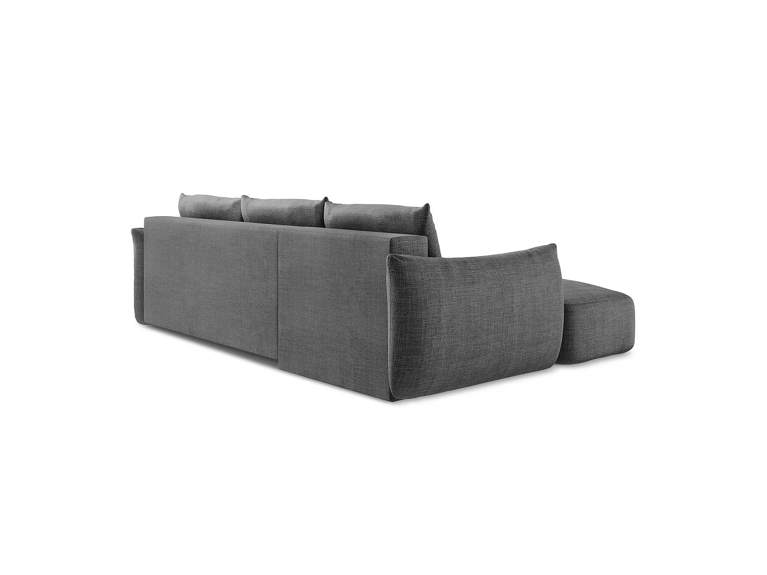 Canapé d’angle 3 places gauche convertible en tissu texturé - gris foncé - SAVONA