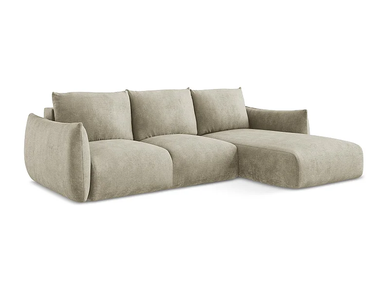 Ecksofa mit Schlaffunktion - Ecke Rechts - Chenille - Beige - LEILA