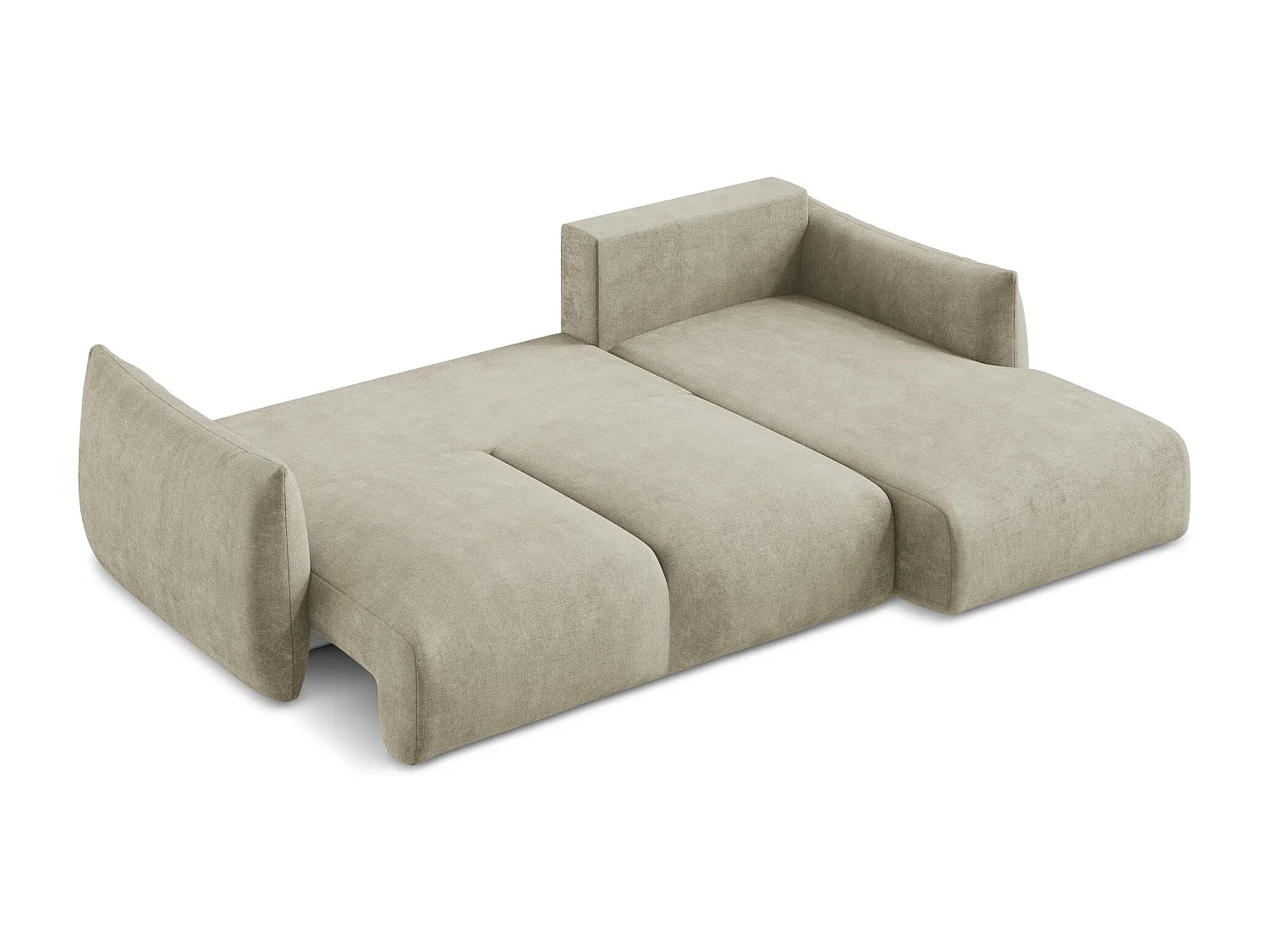 Canapé d'angle droit convertible en tissu chenille - beige - LEILA