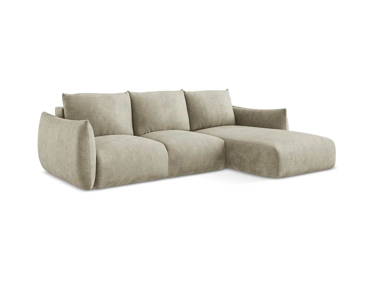 Ecksofa mit Schlaffunktion - Ecke Rechts - Chenille - Beige - LEILA