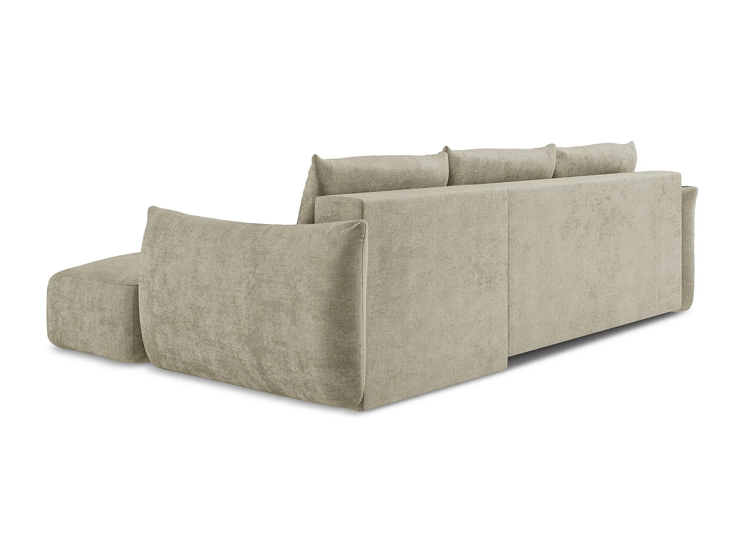 Canapé d'angle droit convertible en tissu chenille - beige - LEILA