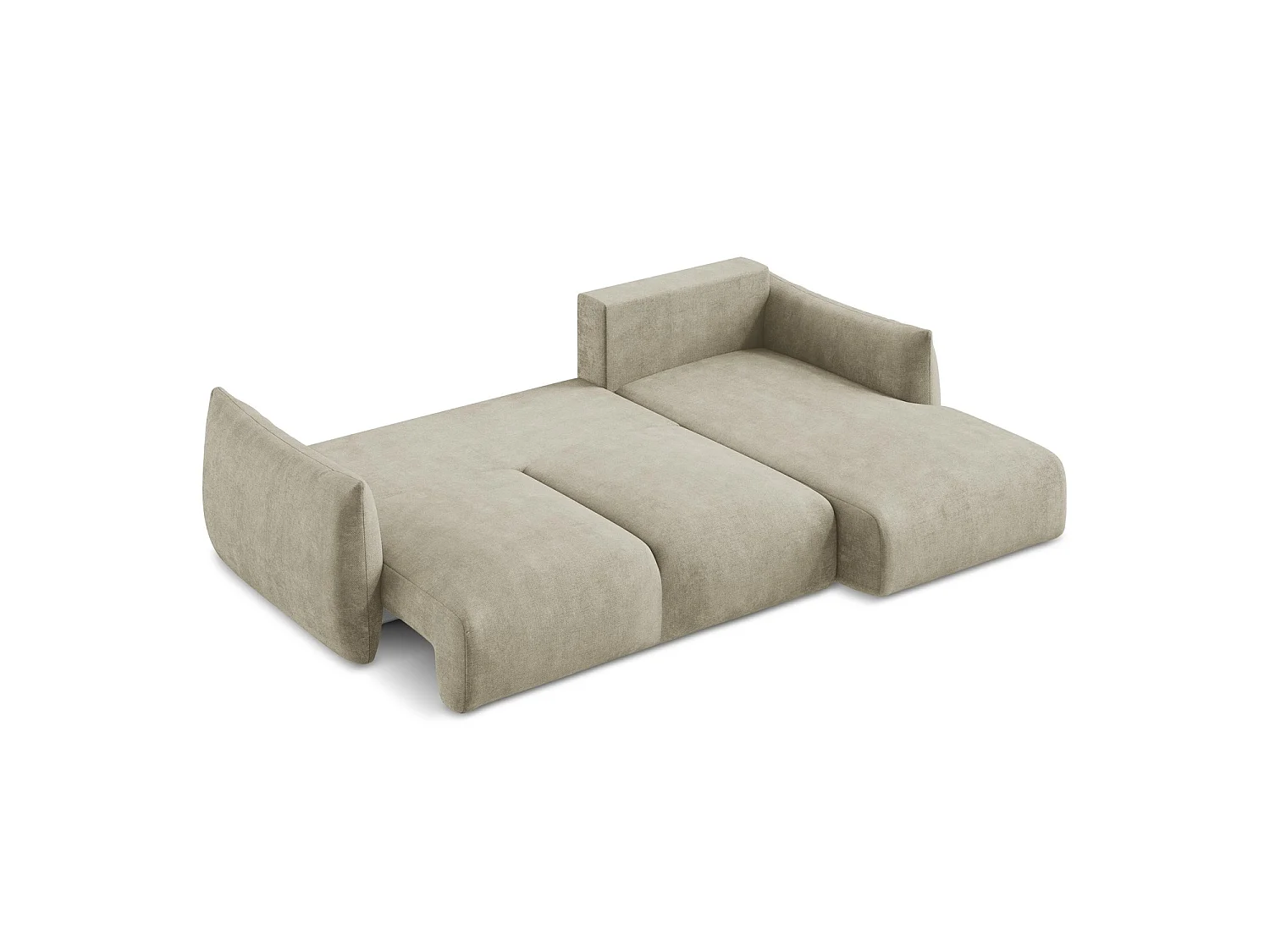 Canapé d'angle droit convertible en tissu chenille - beige - SAVONA