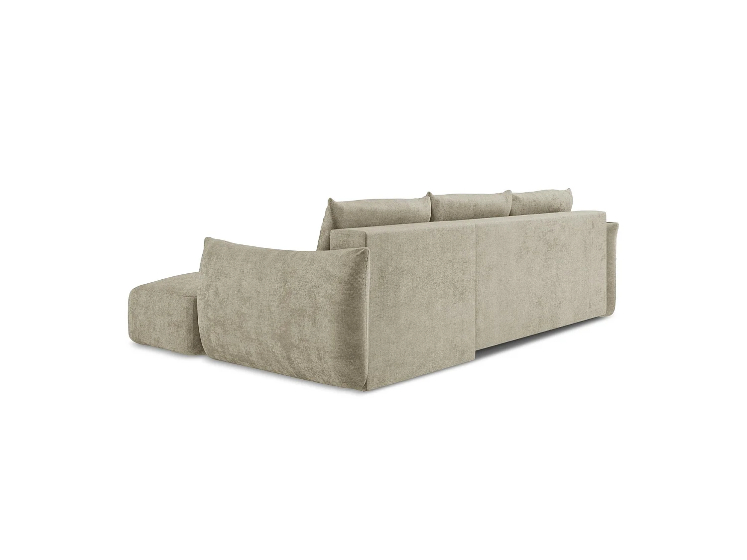 Canapé d'angle droit convertible en tissu chenille - beige - SAVONA