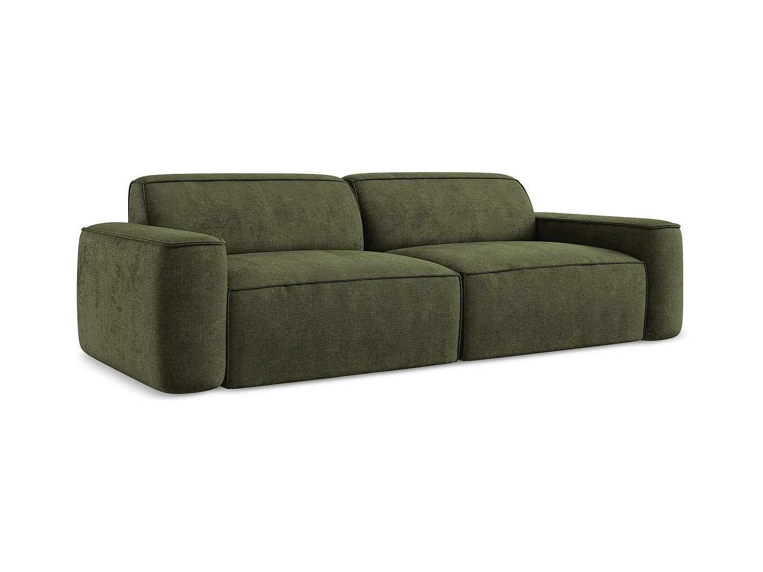 Canapé modulable 4 places en tissu chenille - olive - OMAO
