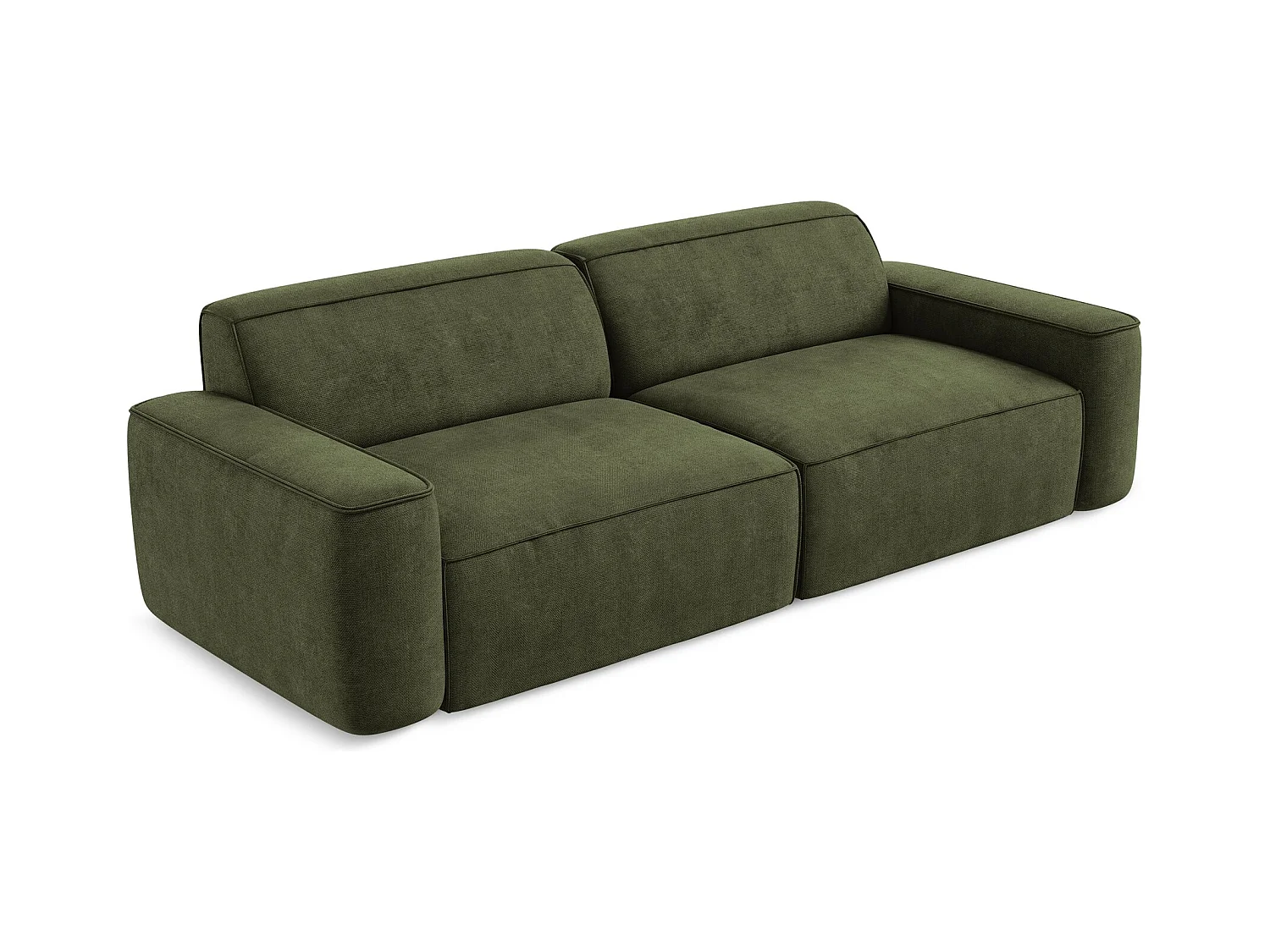 Canapé modulable 4 places en tissu chenille - olive - OMAO