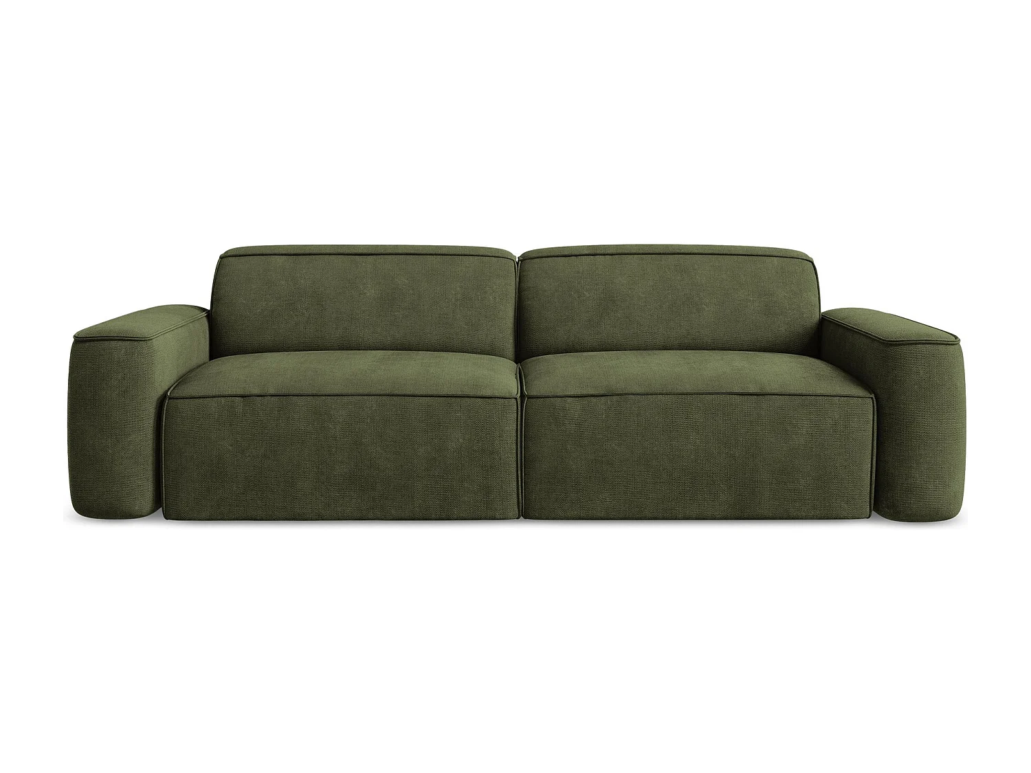 Vierzits modulaire bank van olijf chenille stof - OMAO