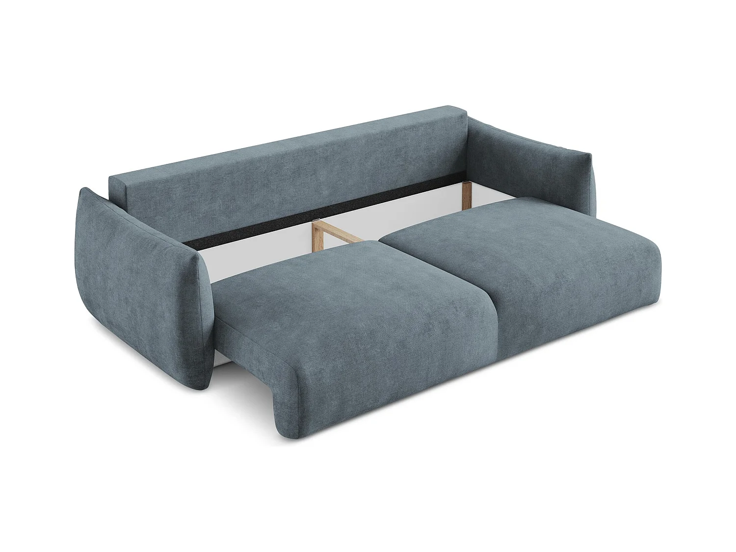 Canapé 3 places convertible en tissu chenille - jeans - LEILA