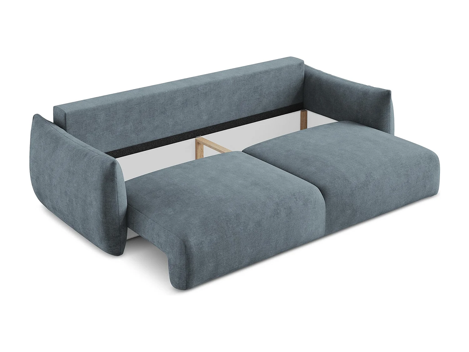 Canapé 3 places convertible en tissu chenille - jeans - LEILA