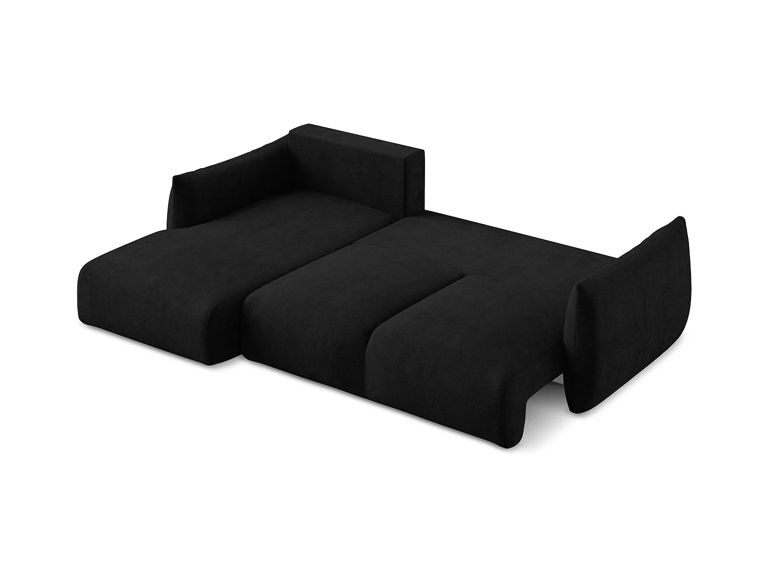Canapé d’angle 3 places gauche convertible en tissu chenille - noir - LEILA