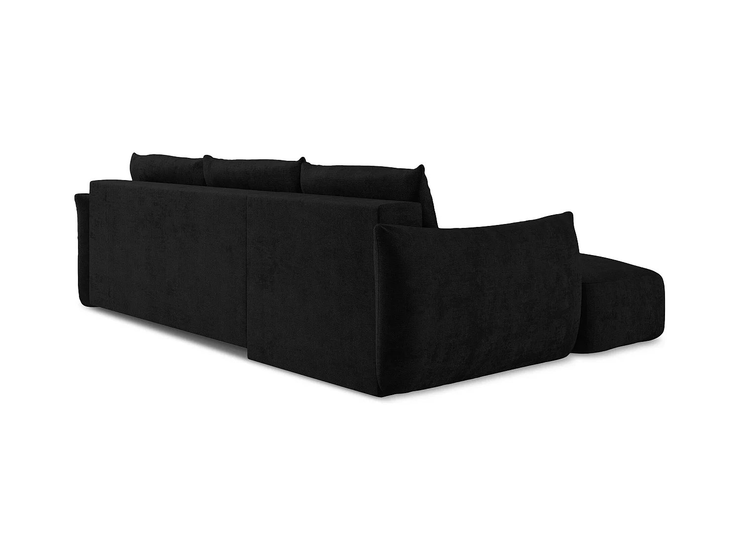 Canapé d’angle 3 places gauche convertible en tissu chenille - noir - LEILA