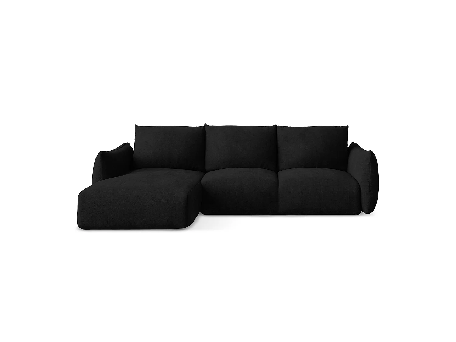 Canapé d’angle 3 places gauche convertible en tissu chenille - noir - SAVONA