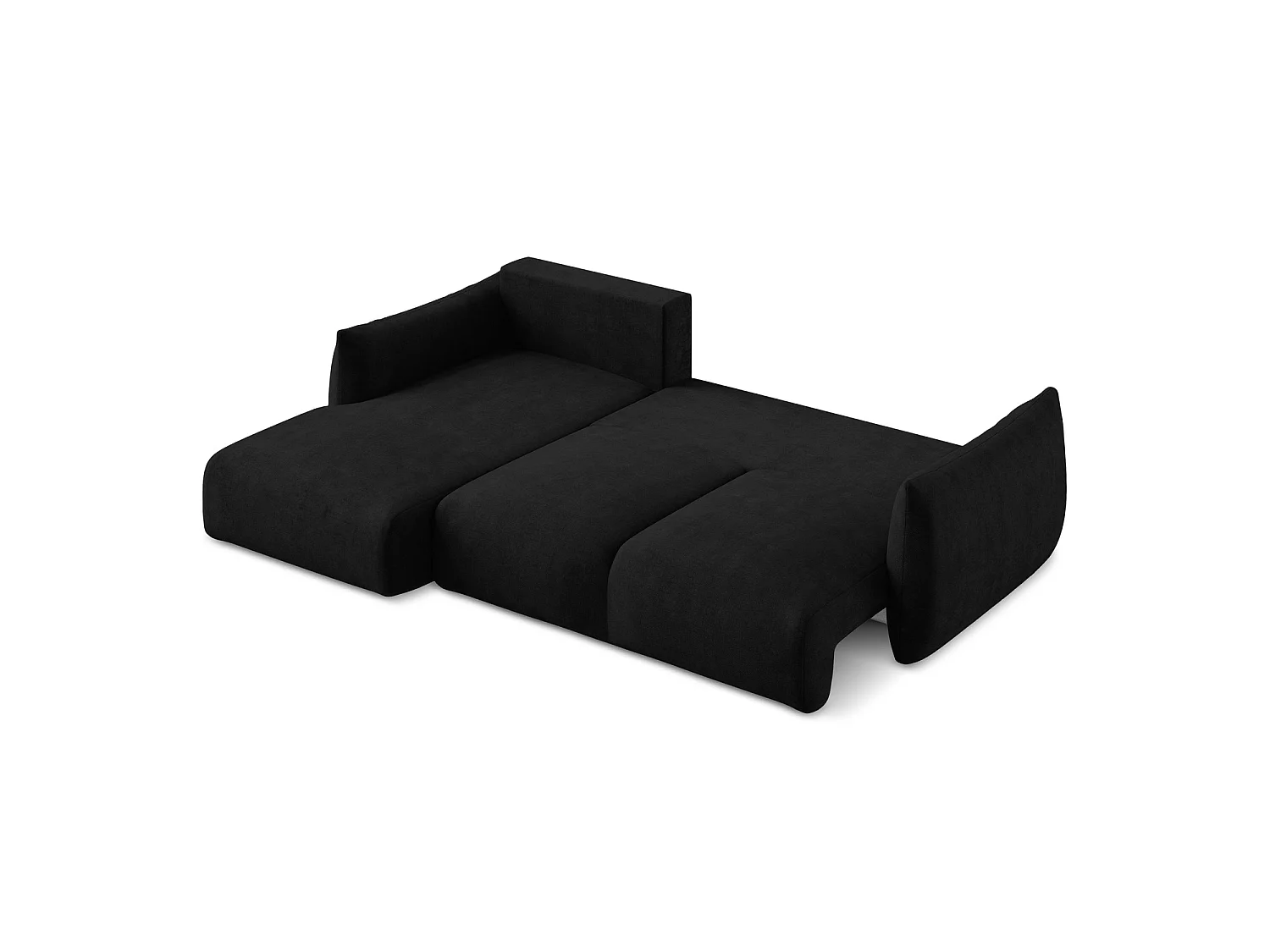 Canapé d’angle 3 places gauche convertible en tissu chenille - noir - SAVONA