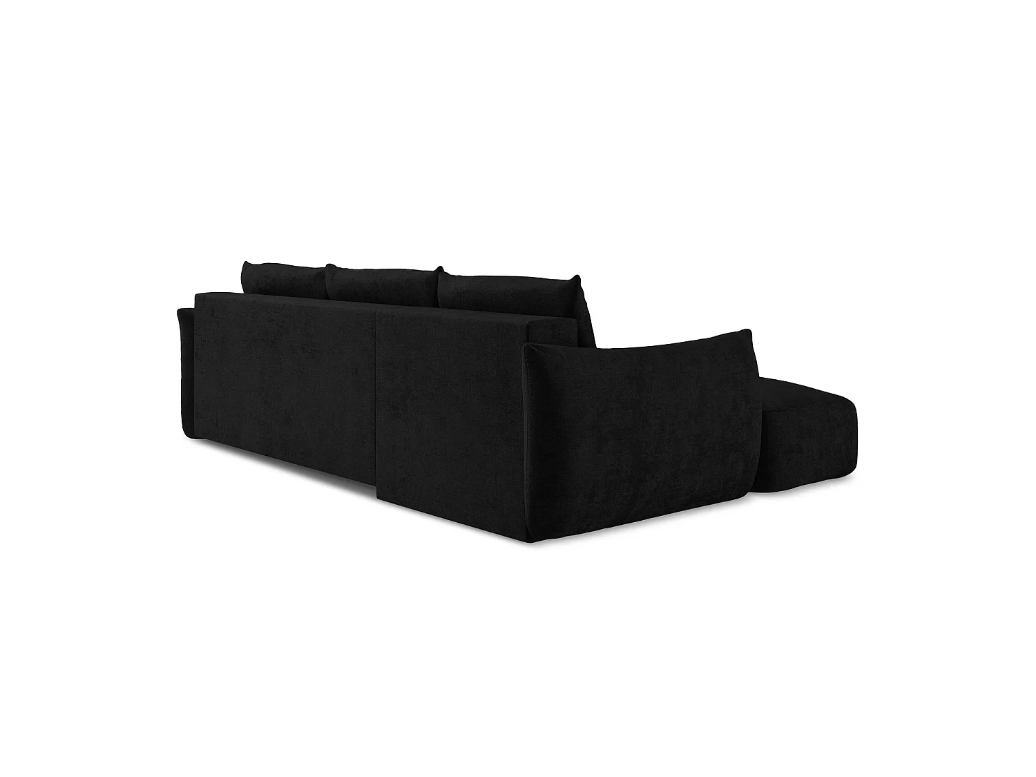 Canapé d’angle 3 places gauche convertible en tissu chenille - noir - SAVONA