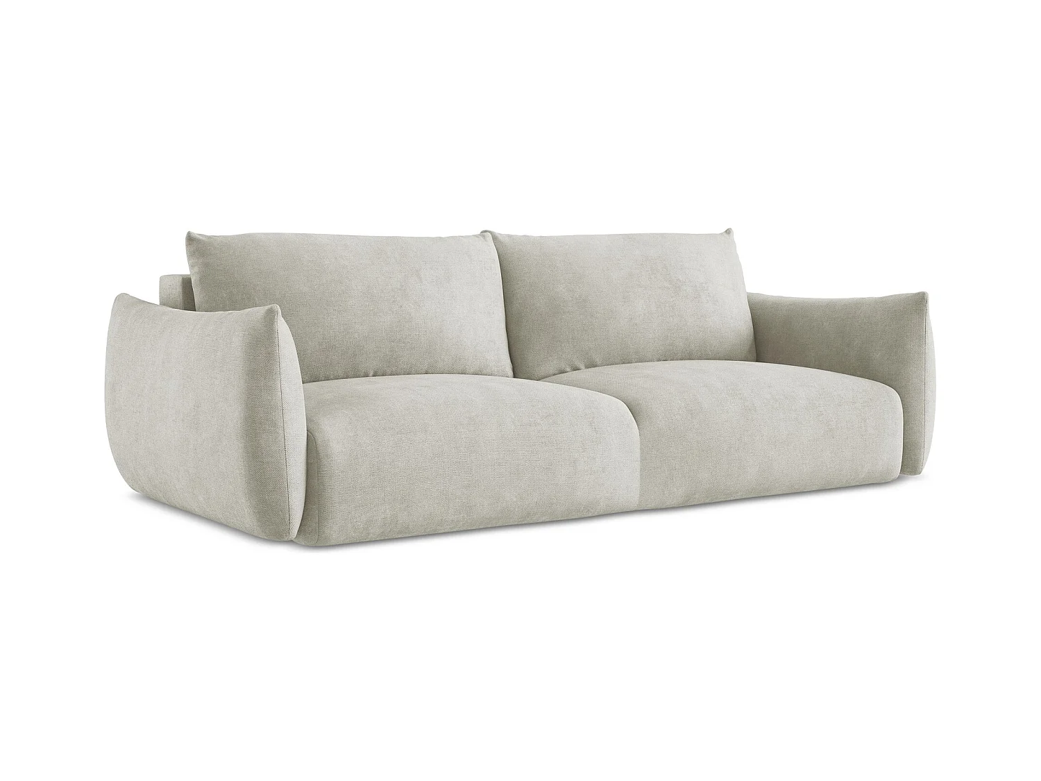 Canapé 3 places convertible en tissu chenille - perle - LEILA