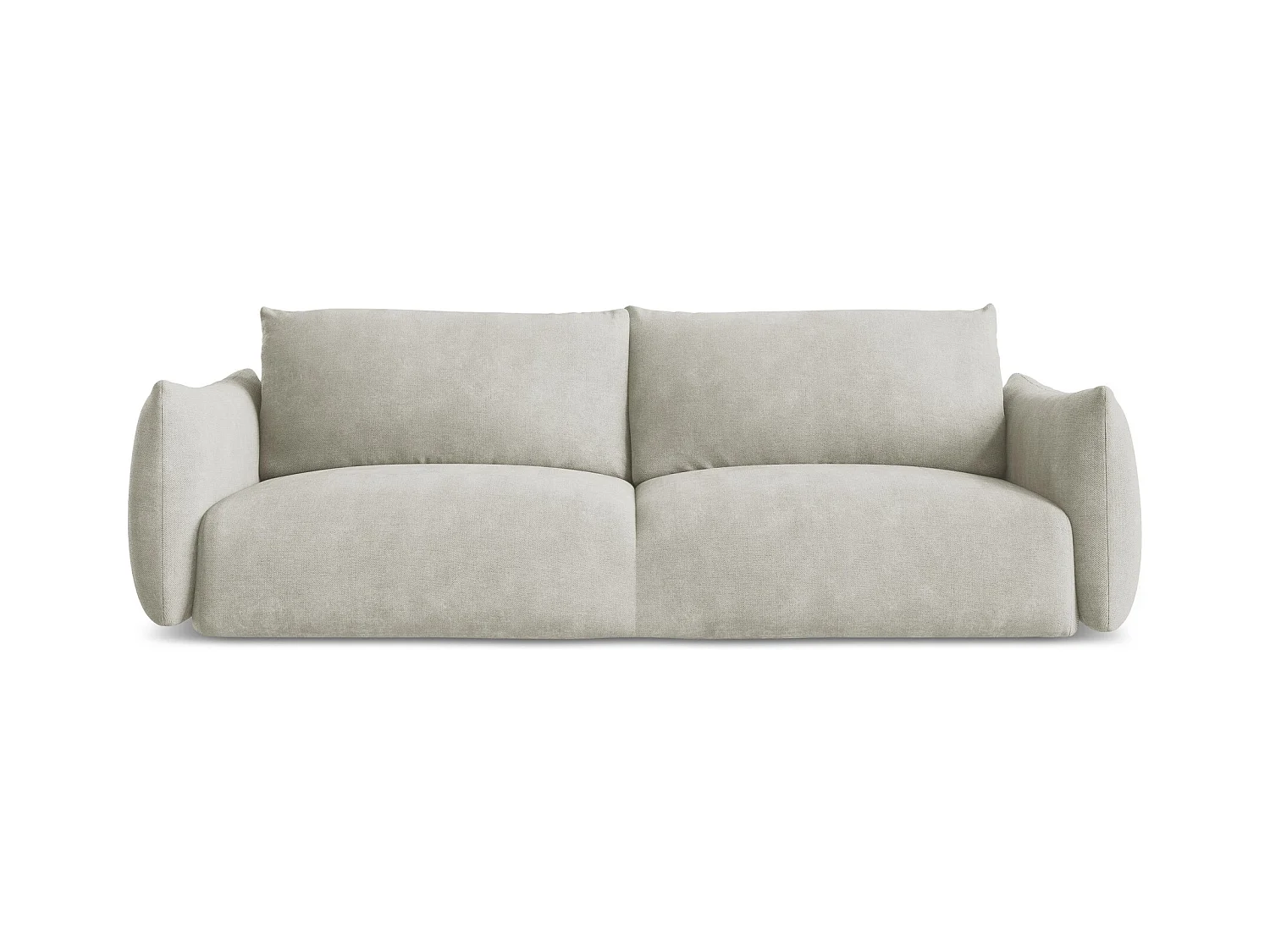 Canapé 3 places convertible en tissu chenille - perle - LEILA