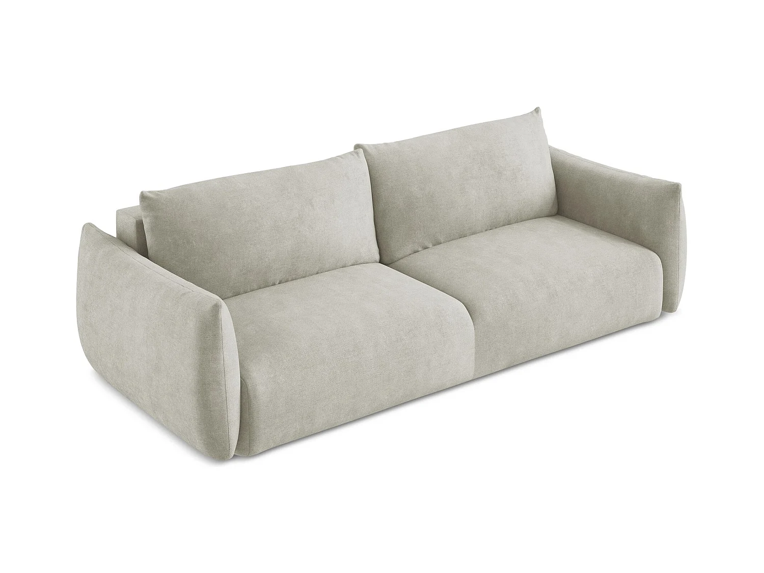 Canapé 3 places convertible en tissu chenille - perle - LEILA