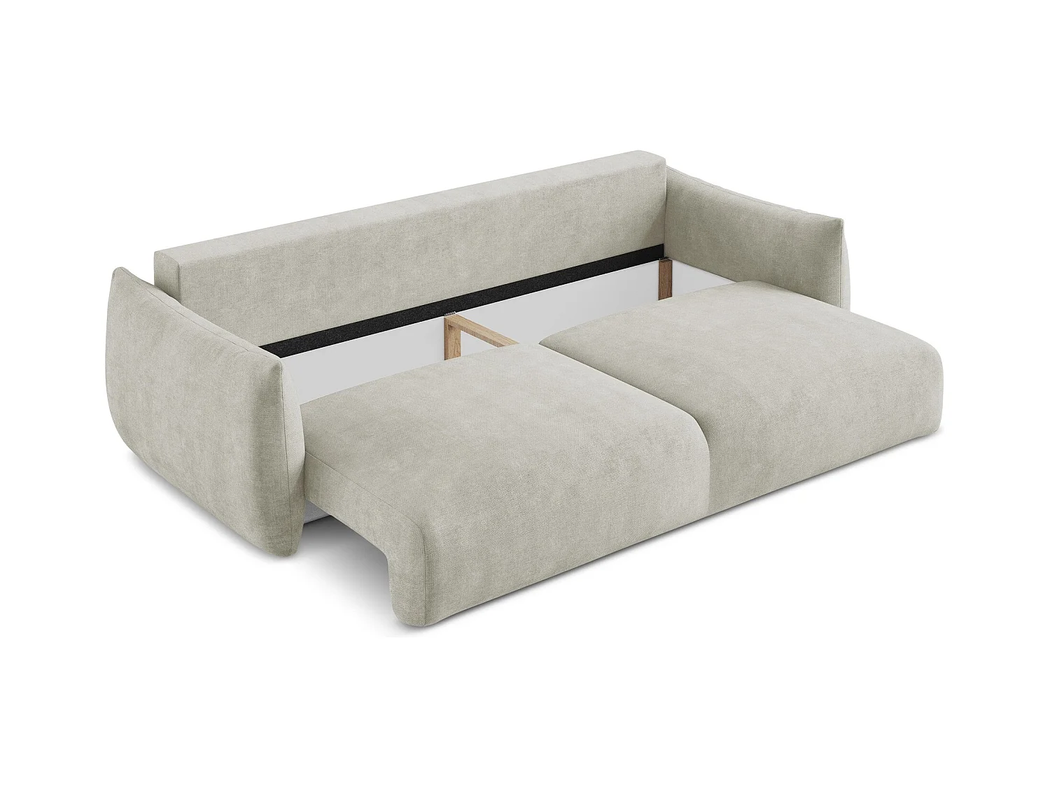 Canapé 3 places convertible en tissu chenille - perle - LEILA