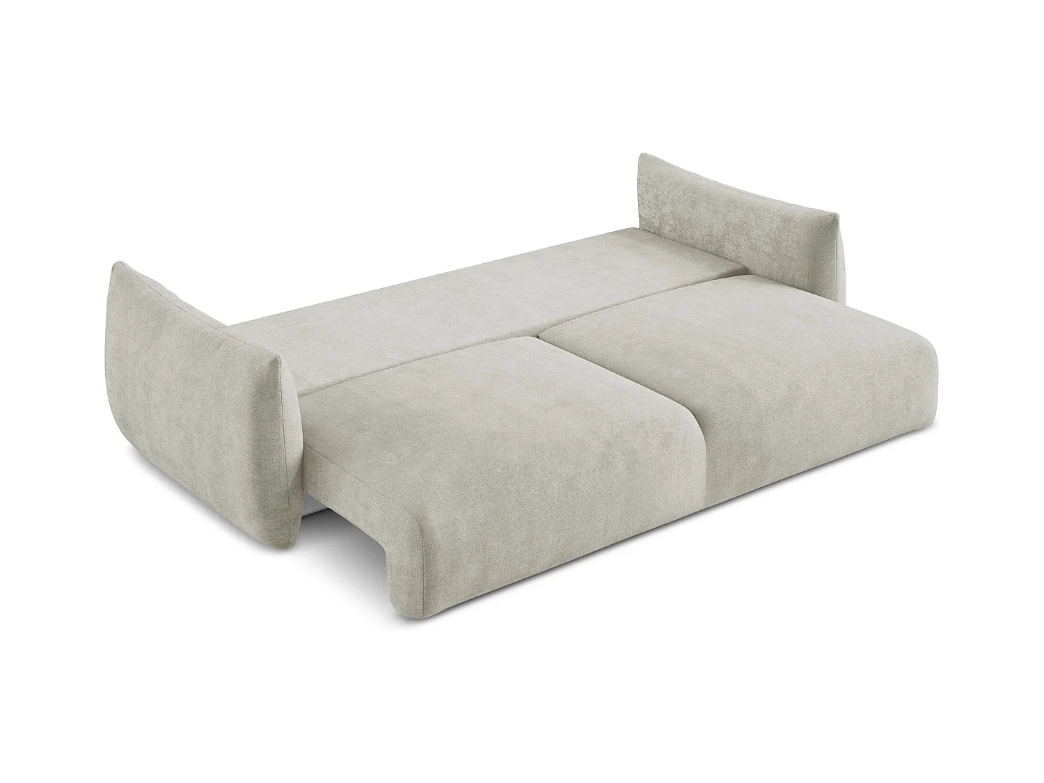 Canapé 3 places convertible en tissu chenille - perle - LEILA