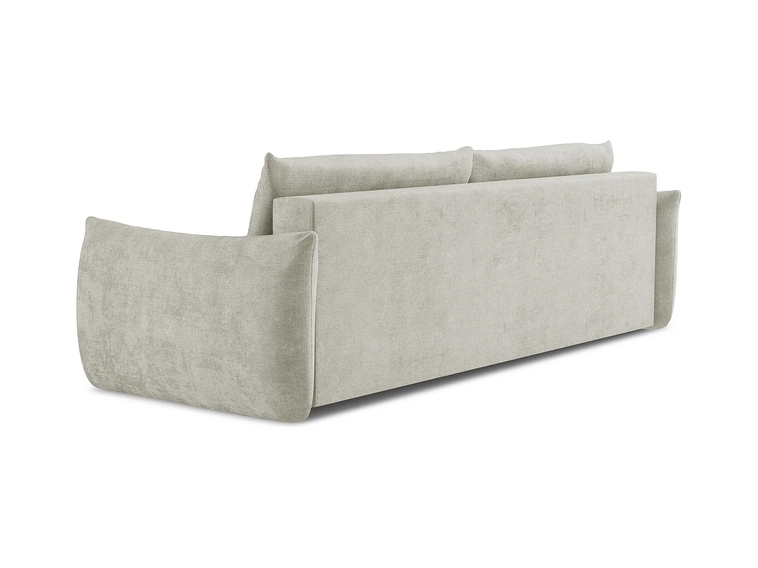 Canapé 3 places convertible en tissu chenille - perle - LEILA