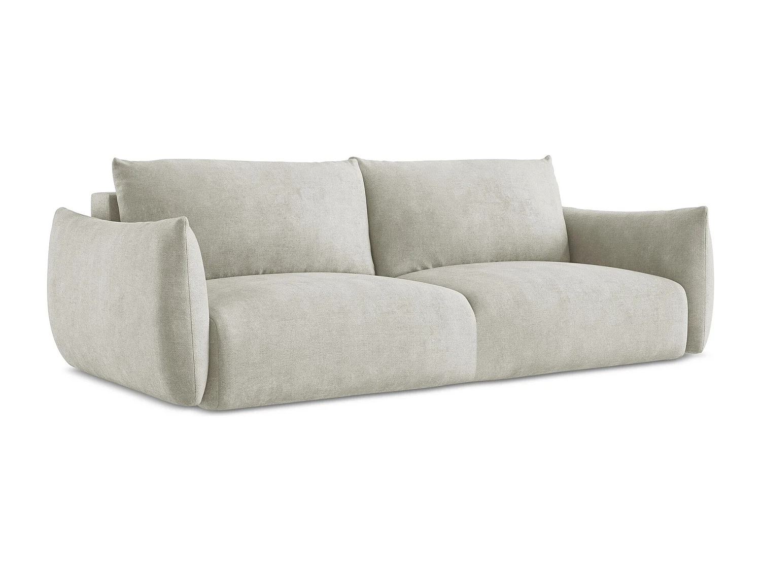 Canapé 3 places convertible en tissu chenille - perle - LEILA