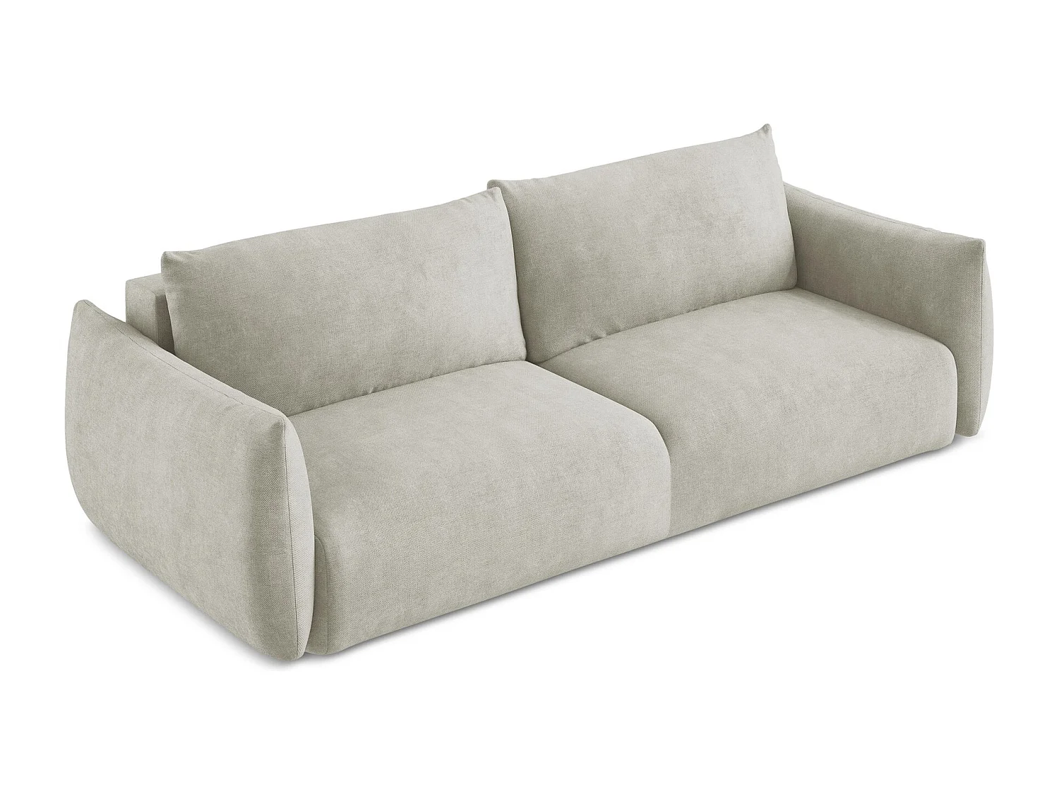 Canapé 3 places convertible en tissu chenille - perle - LEILA