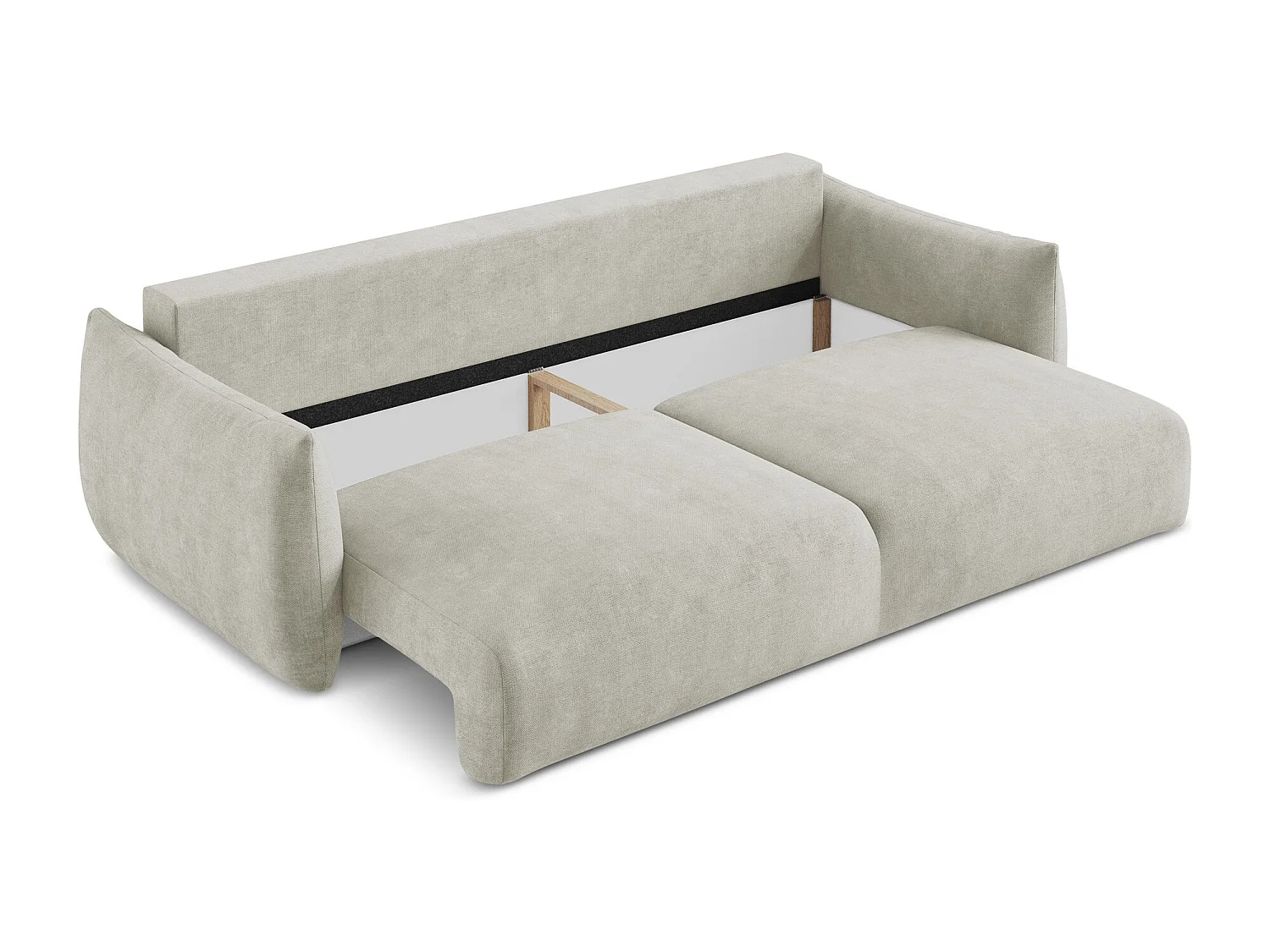 Driezits-slaapbank van parel chenille stof - LEILA