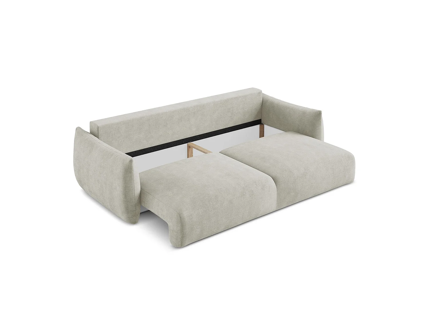 Canapé 3 places convertible en tissu chenille - perle - SAVONA