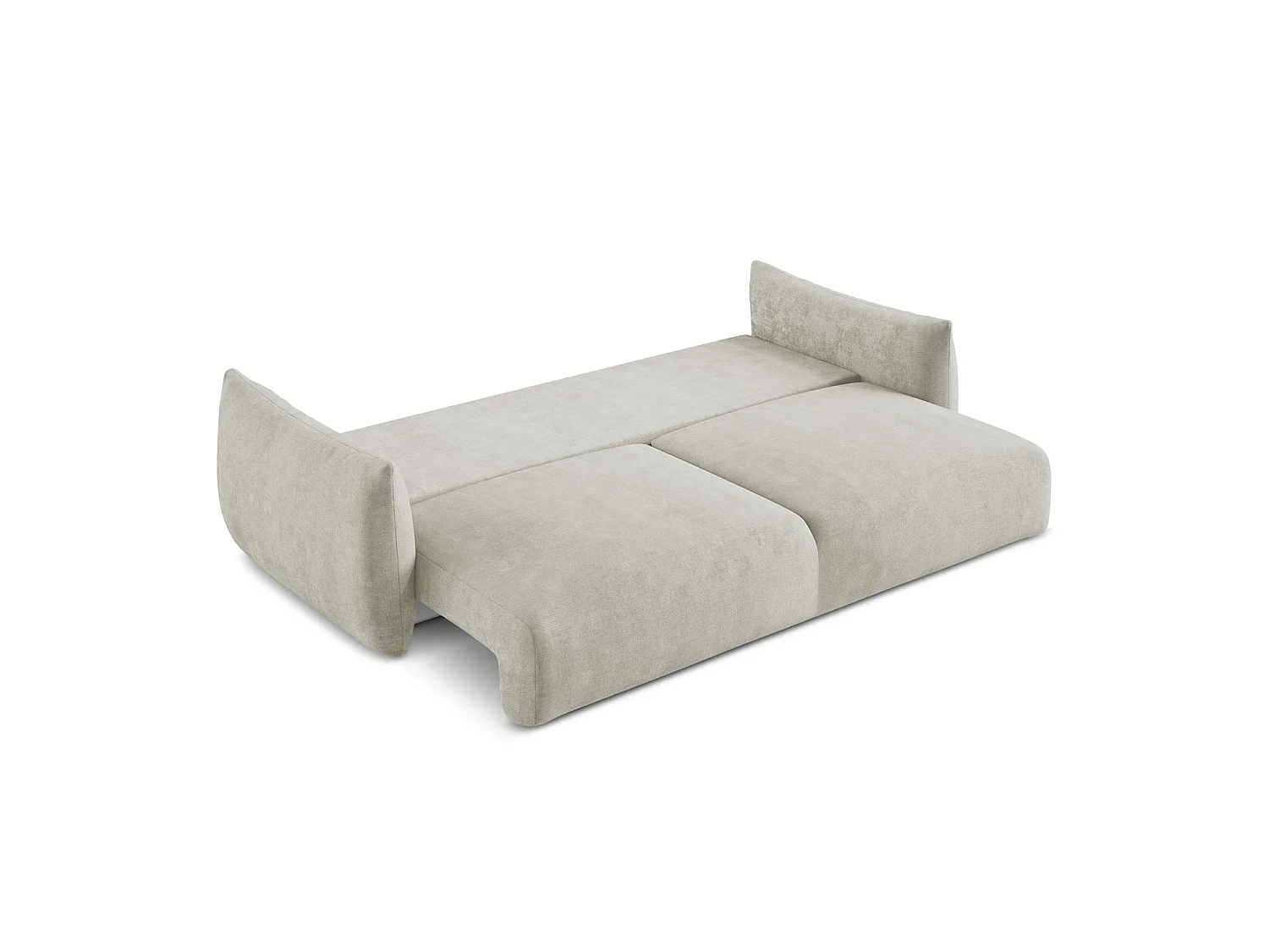 Canapé 3 places convertible en tissu chenille - perle - SAVONA