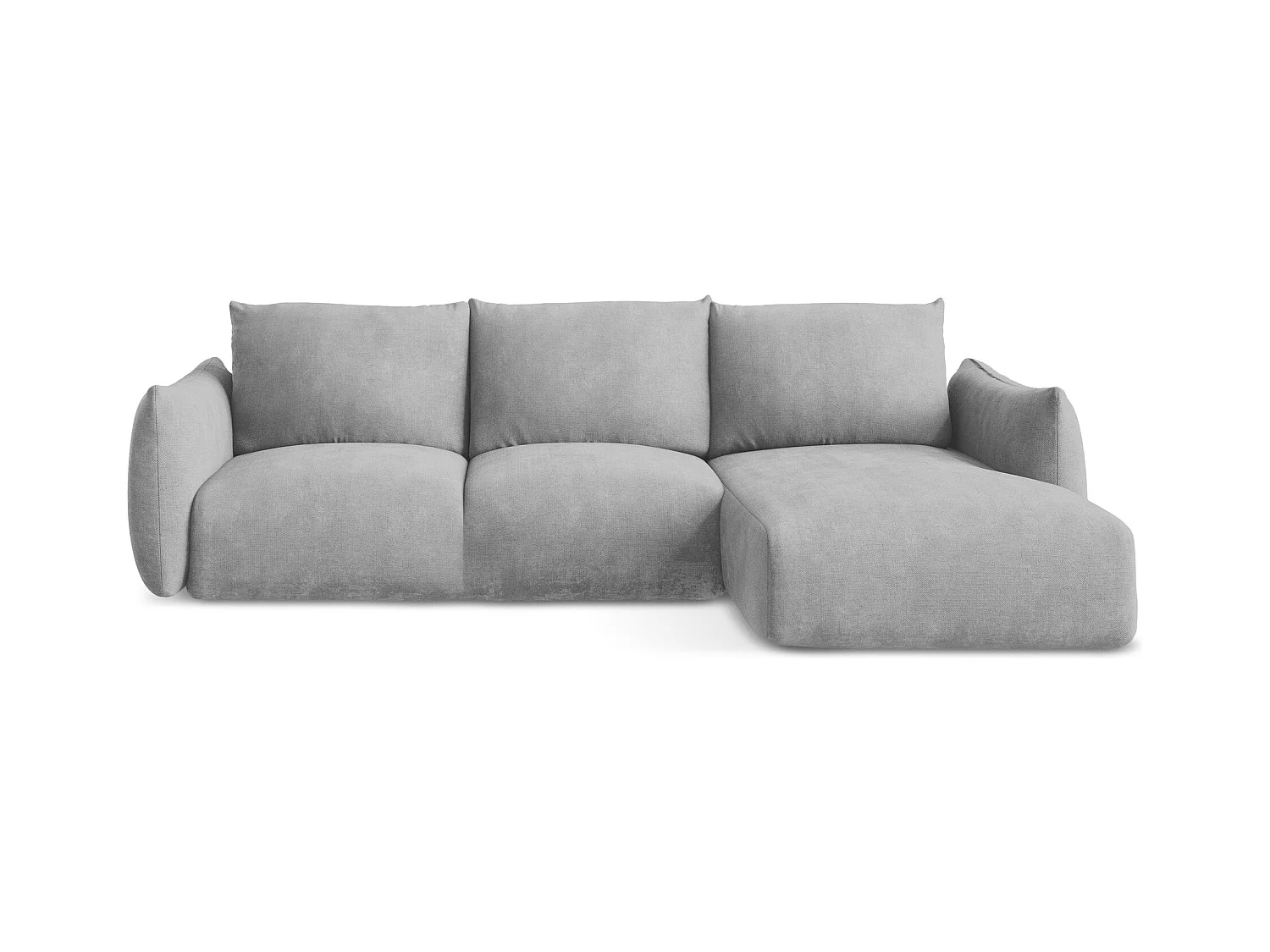 Canapé d'angle droit convertible en tissu chenille - gris clair - LEILA