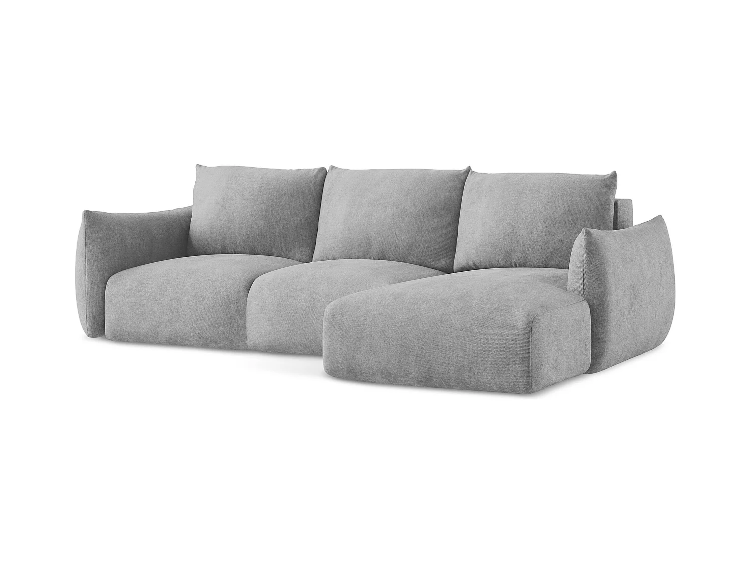 Canapé d'angle droit convertible en tissu chenille - gris clair - LEILA